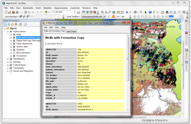 Clickrelate screenshot in ESRI ArcMap