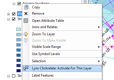 Activate Clickrelate from the layer context menu