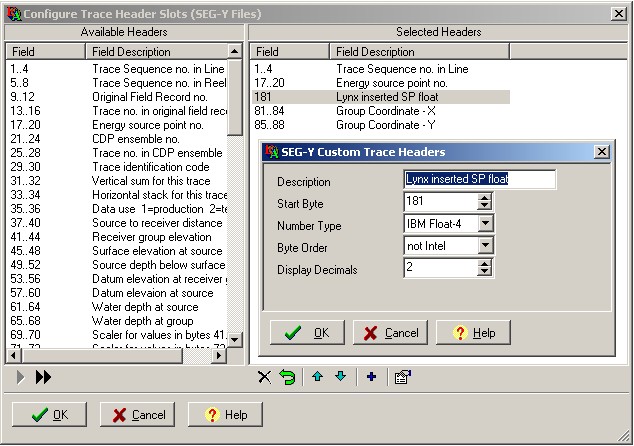 Tracedmp trace header field selection
