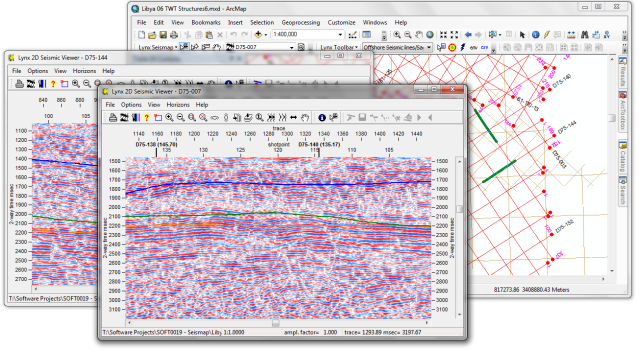 Seismap 2D seismic viewer with grid overlay